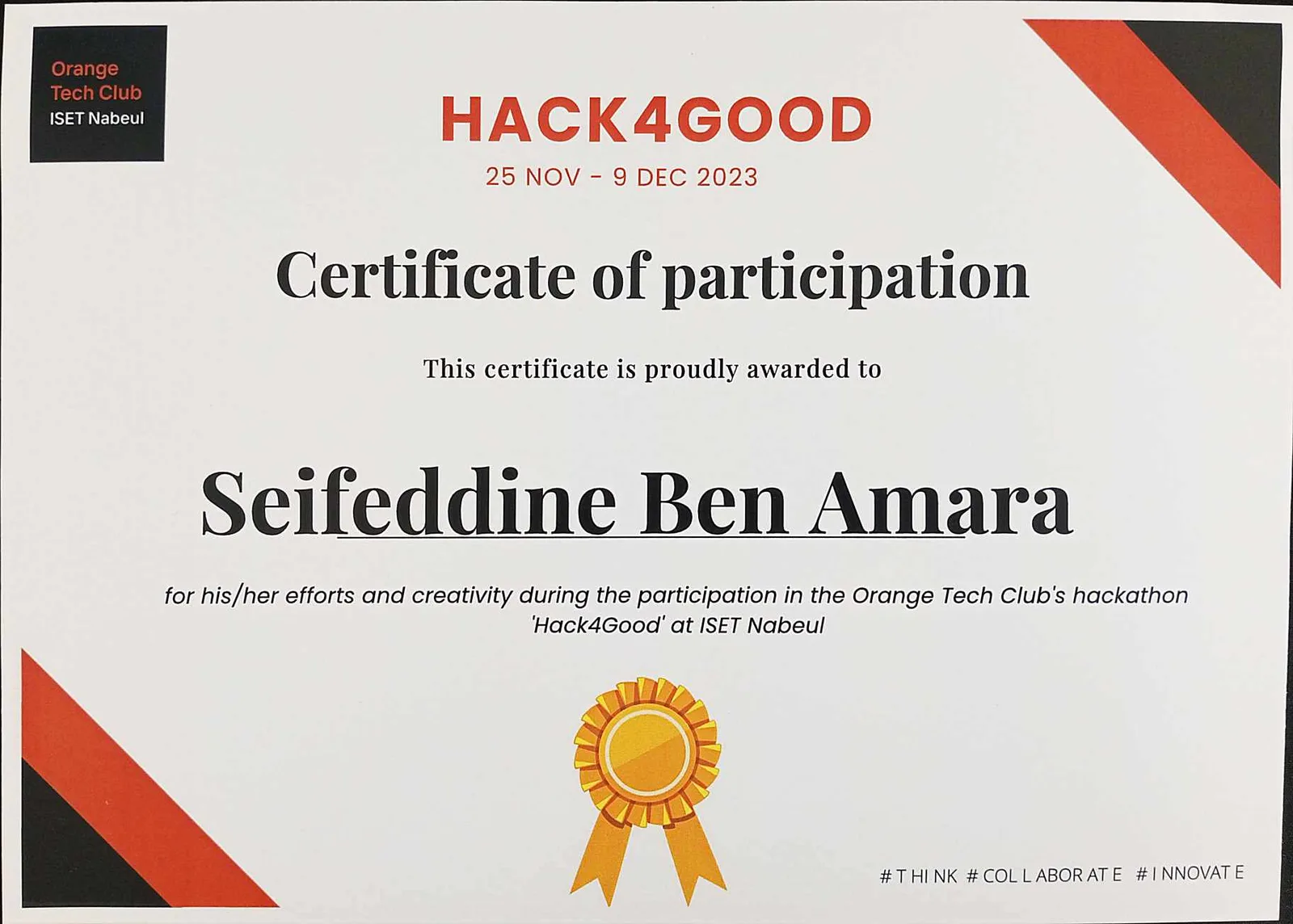 Hack4Good Hackathon Participation