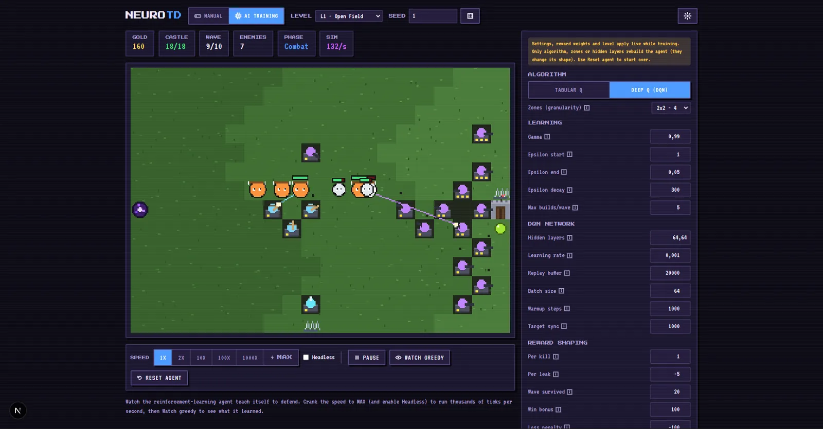 NeuroTD — Tower Defense as a Machine-Learning Lab screenshot 1